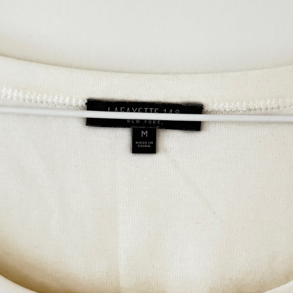 Lafayette 148 Round Scoop Neck Classic White Tee - Picture 4 of 5